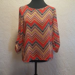 Rachel Kate semi-sheer colorful blouse sz Small